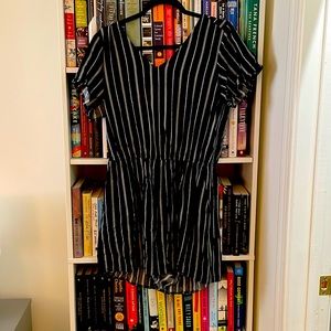 Old Navy stripped romper with buttoned wrapped back, size large
